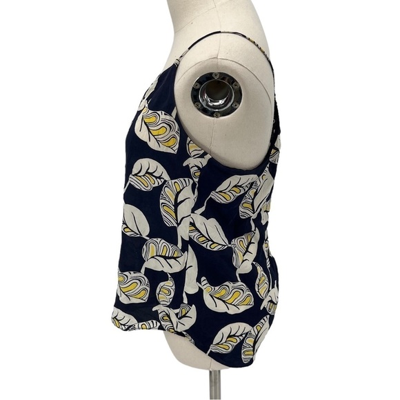 J. Crew Blue Carrie Tropical Leaf Silk Racerback Tank Cami Size 4 Women's - Picture 3 of 7